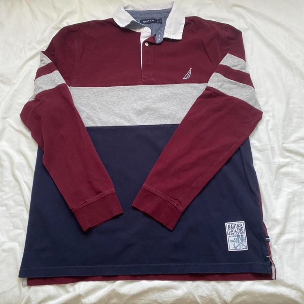 vintage nautica rugby longsleeve polo
